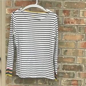 Long Sleeve Boden Breton Stripe White and Black Top Size US 12